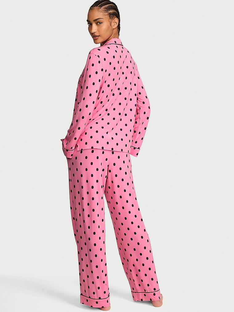 SoSoft™ Modal Long Pajama Set - Sexy Little Pink Ikat Dots