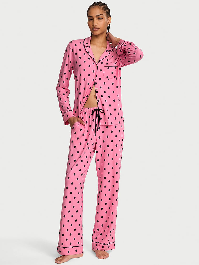 SoSoft™ Modal Long Pajama Set - Sexy Little Pink Ikat Dots
