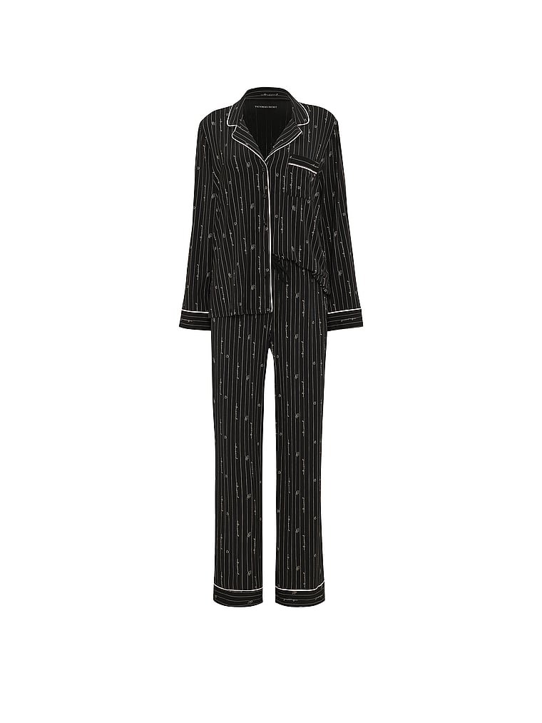 SoSoft™ Modal Long Pajama Set - Black Heart Stripes