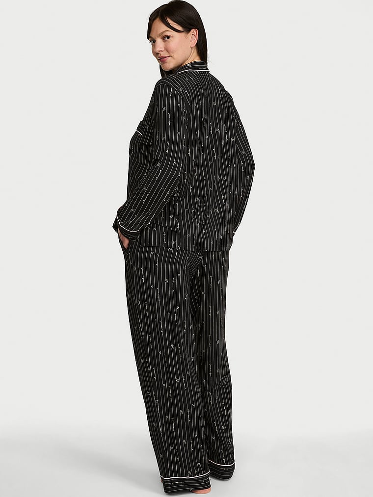 SoSoft™ Modal Long Pajama Set - Black Heart Stripes