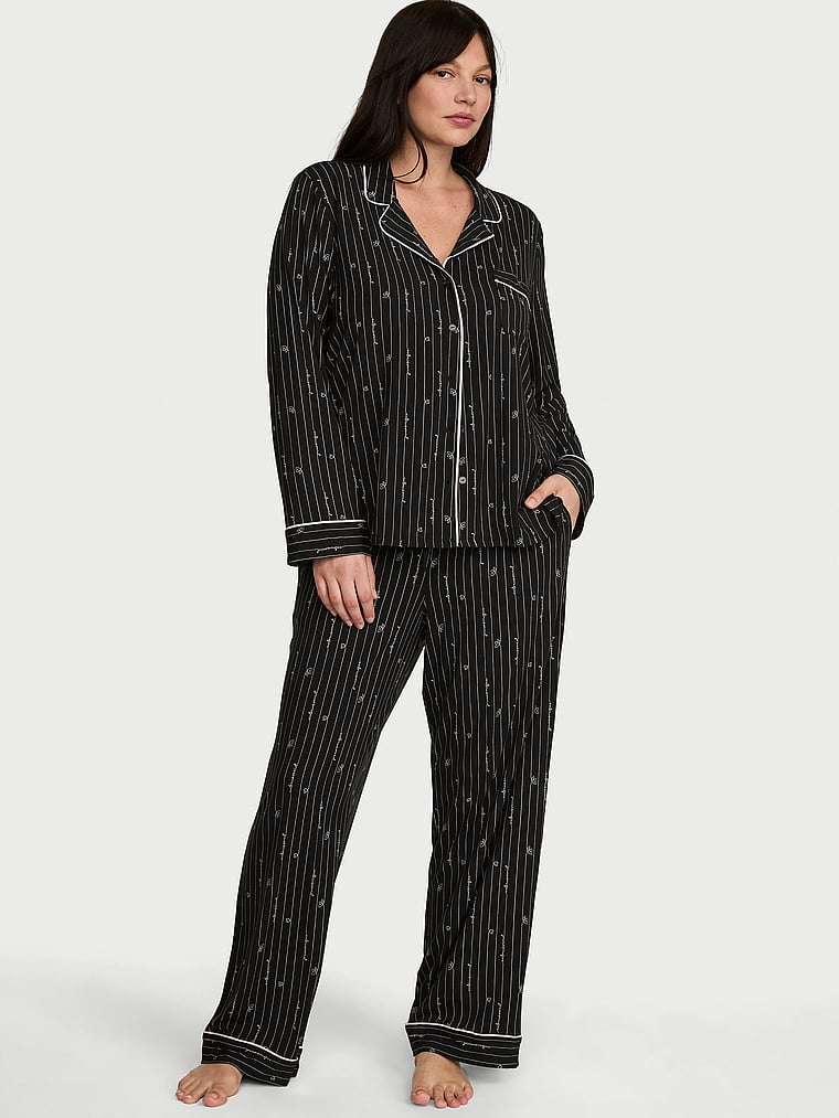 SoSoft™ Modal Long Pajama Set - Black Heart Stripes