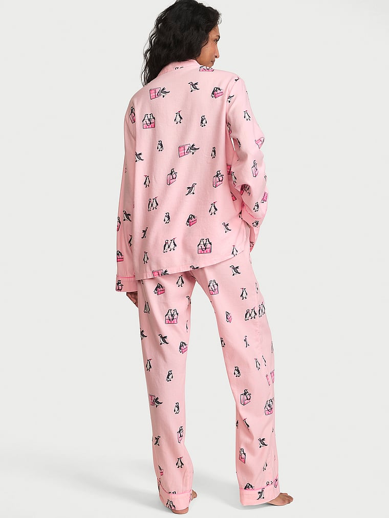 CozyFlannel™ Long Pajama Set - Pink Penguins
