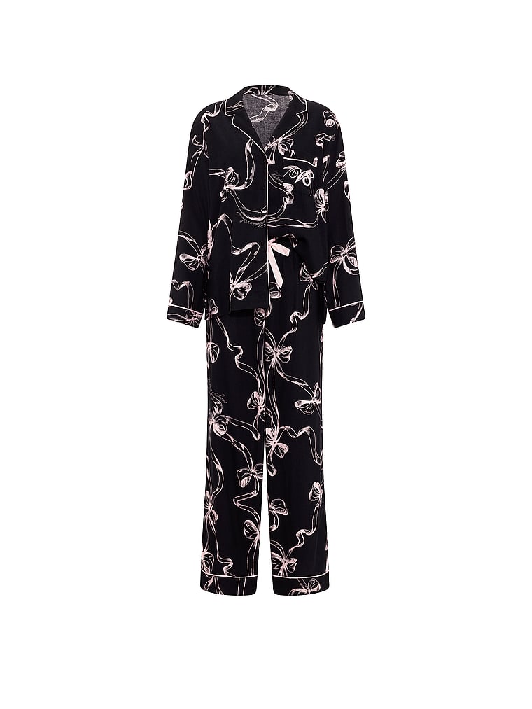 CozyFlannel™ Long Pajama Set - Black Bows