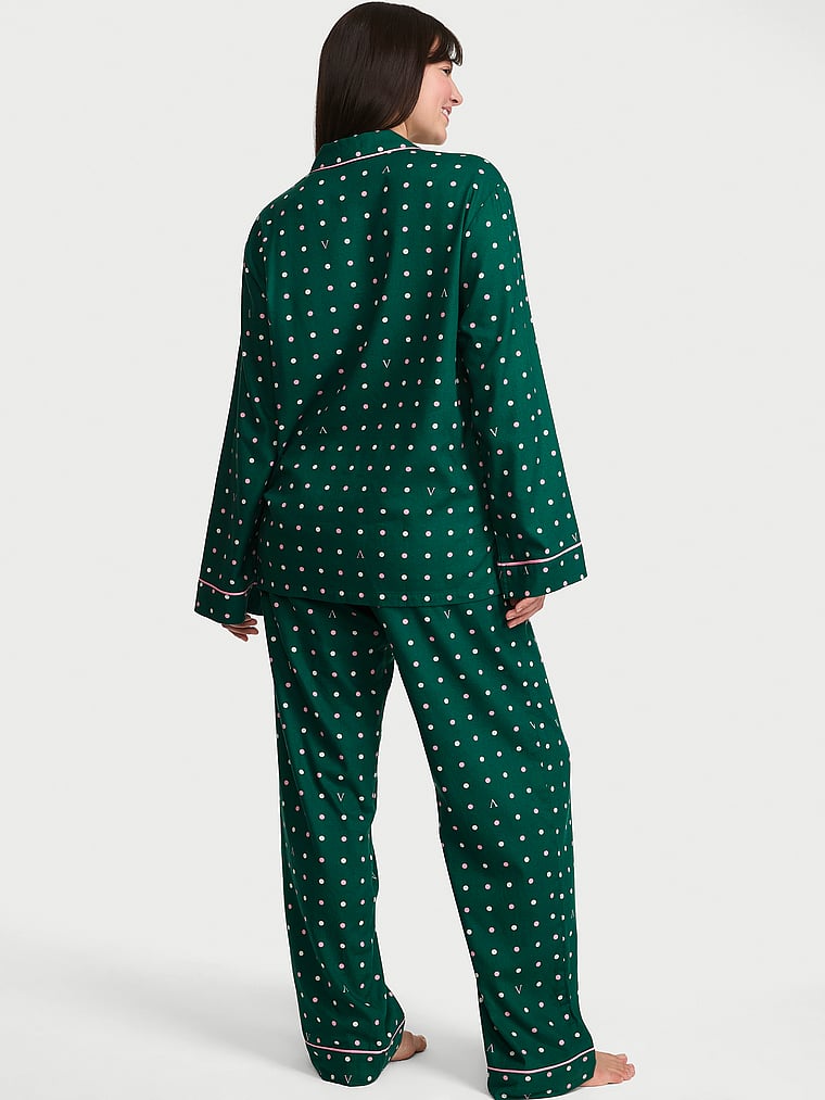 CozyFlannel™ Long Pajama Set - Green Dots