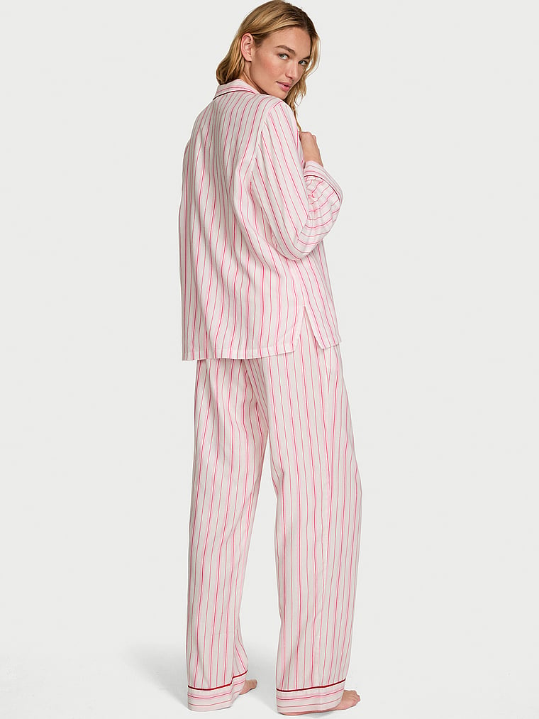 CozyFlannel™ Long Pajama Set - White Candy Cane Stripes