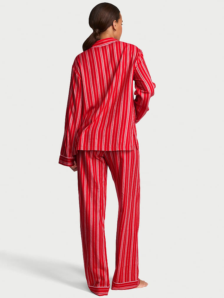 CozyFlannel™ Long Pajama Set - Lipstick Candy Cane Stripes
