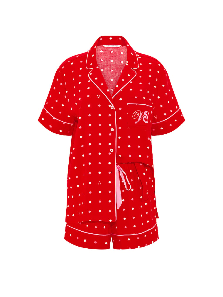 CozyFlannel™ Short Pajama Set - Lipstick Dots