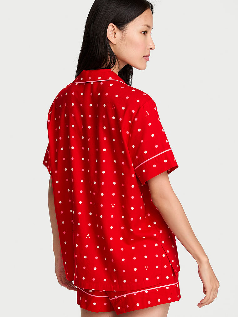 CozyFlannel™ Short Pajama Set - Lipstick Dots