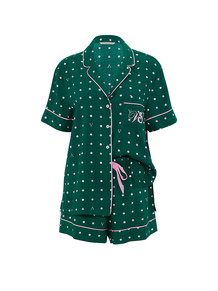 CozyFlannel™ Short Pajama Set - Green Dots