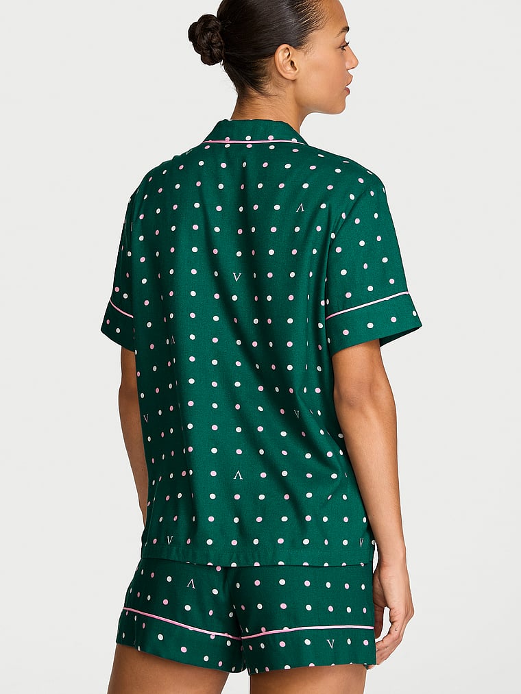 CozyFlannel™ Short Pajama Set - Green Dots