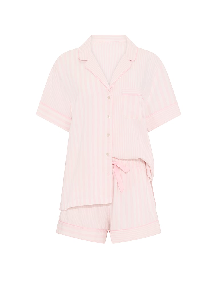 CozyFlannel™ Short Pajama Set - Pink Mixed Heritage Stripes