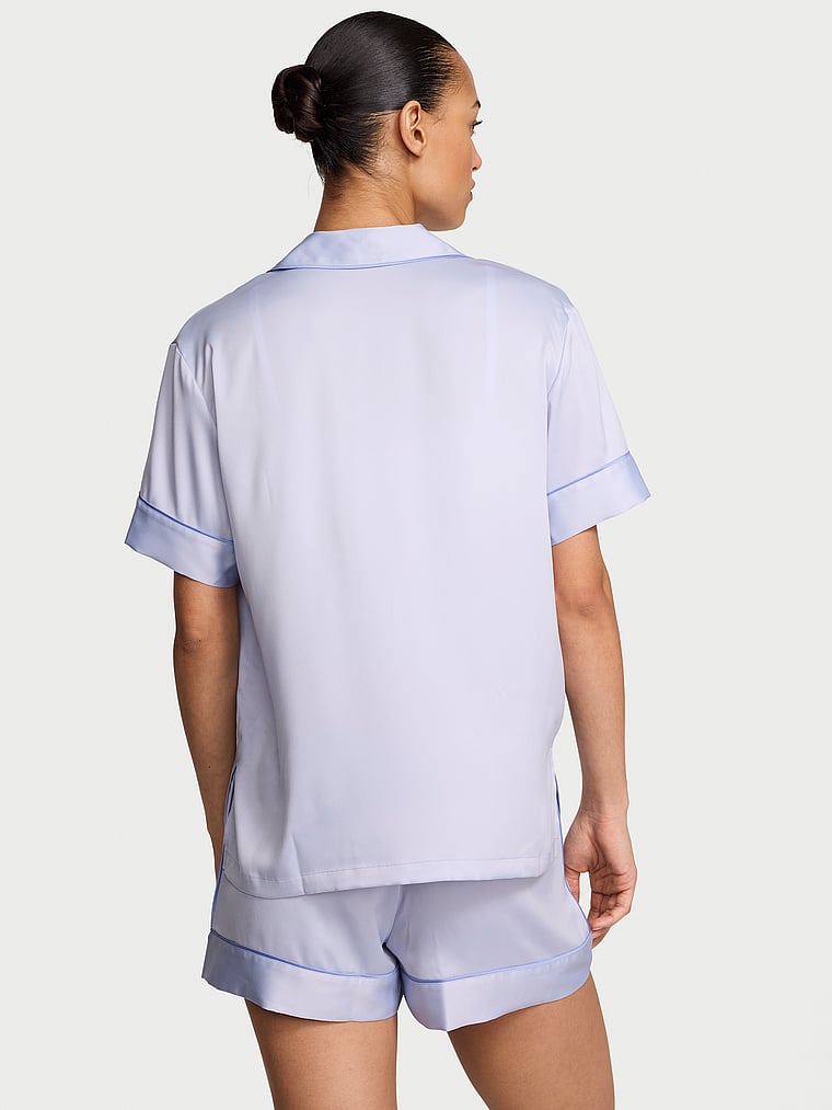 Signature Satin Short Pajama Set - Icy Lavender