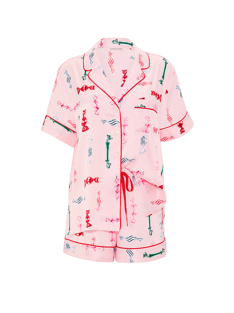 Signature Satin Short Pajama Set - Angel Pink Candies