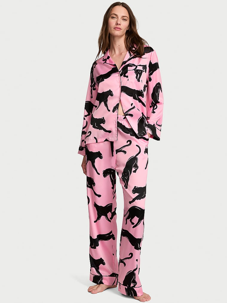 Signature Satin Long Pajama Set - Victoria Pink Panthers