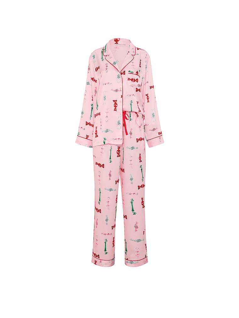 Signature Satin Long Pajama Set - Angel Pink Candies