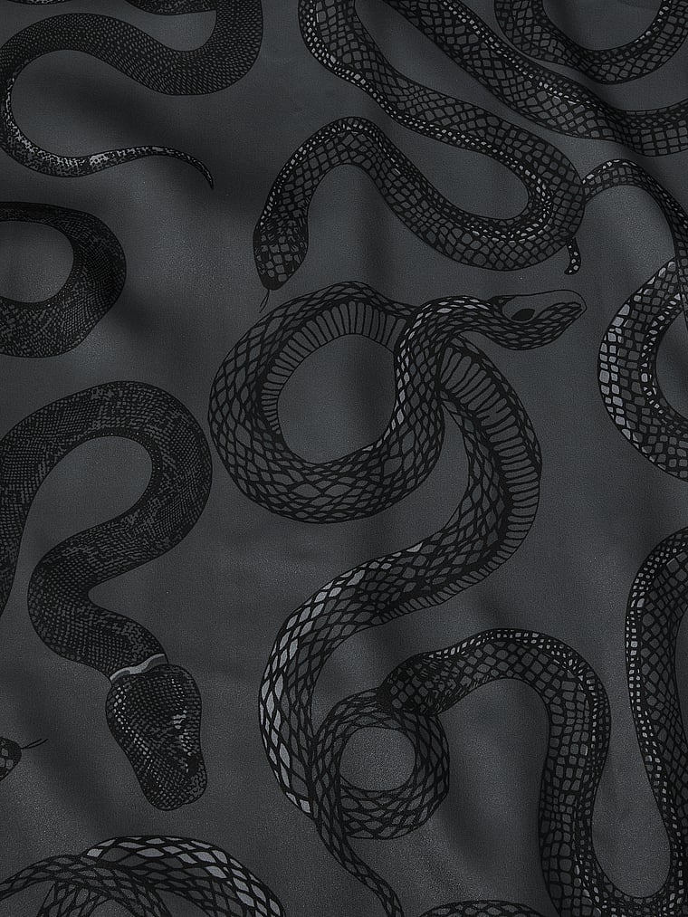 Signature Satin Long Pajama Set - Classic Smoke Snakes