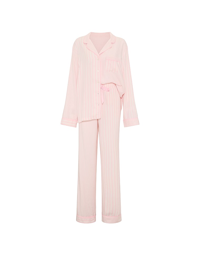 CozyFlannel™ Long Pajama Set - Pink Mixed Heritage Stripes