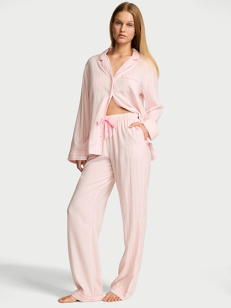 CozyFlannel™ Long Pajama Set - Pink Mixed Heritage Stripes