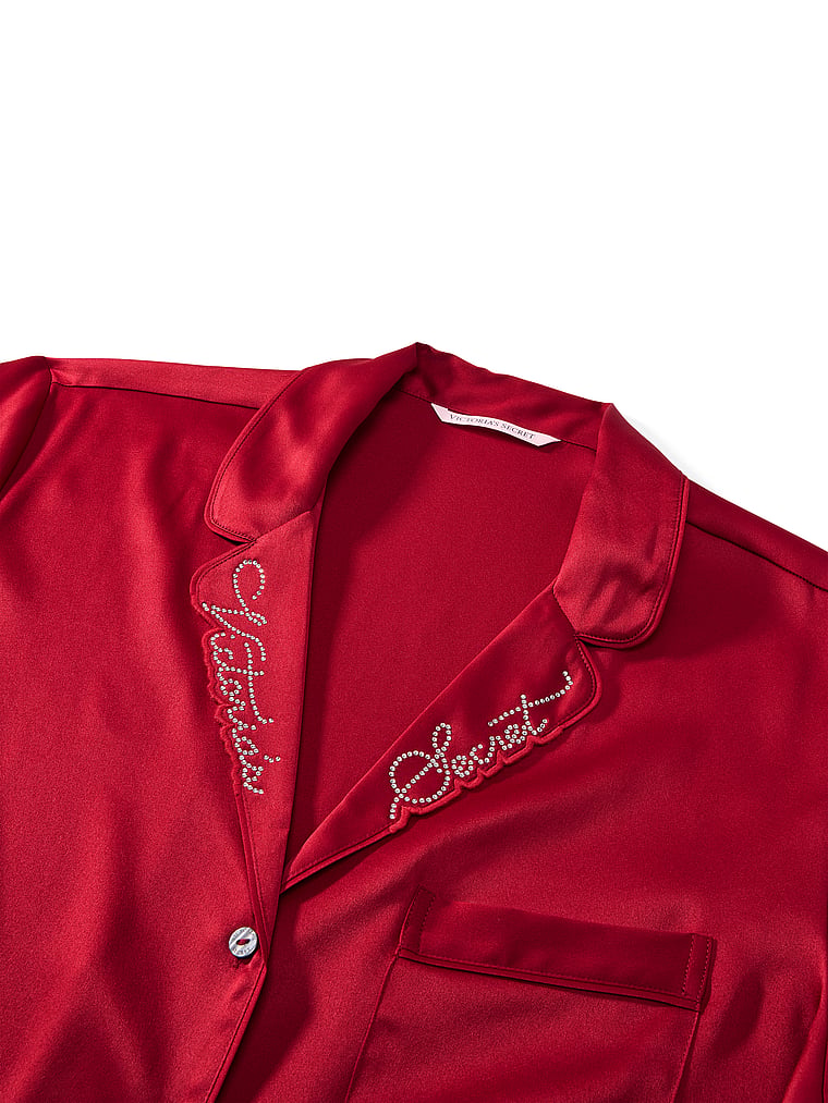Signature Satin Short Pajama Set - Red Lacquer