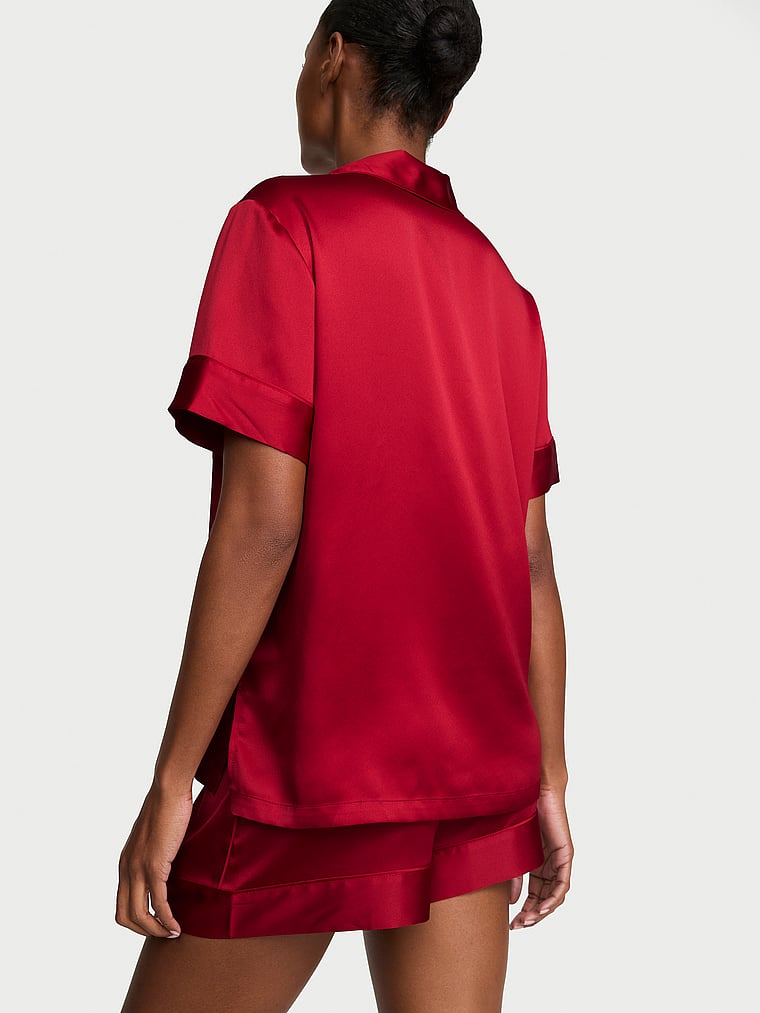 Signature Satin Short Pajama Set - Red Lacquer