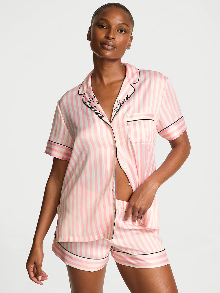 Signature Satin Short Pajama Set - Print