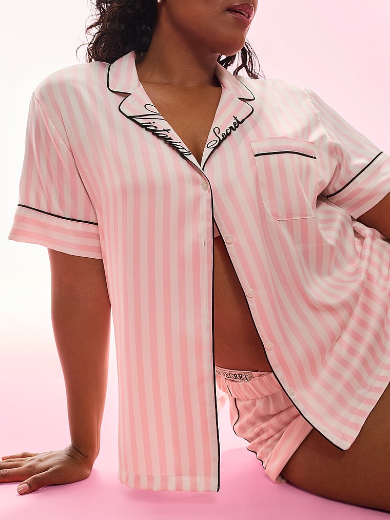Signature Satin Short Pajama Set - Print