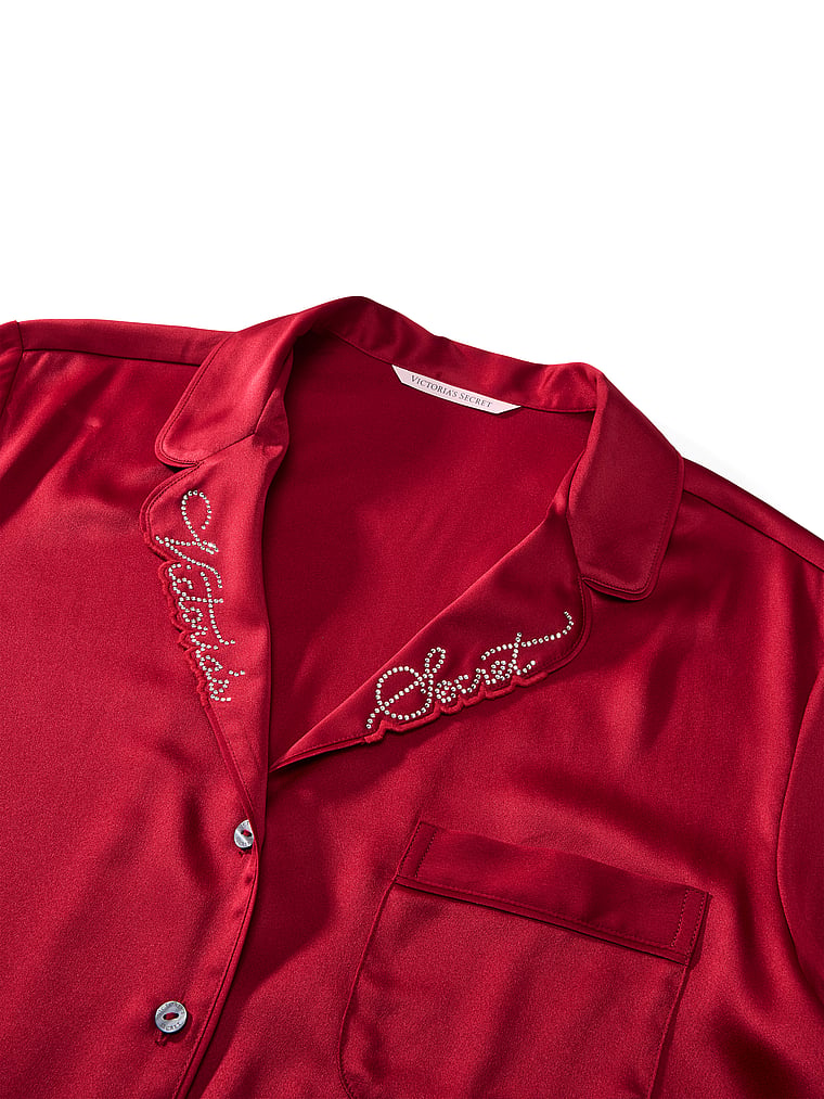 Signature Satin Long Pajama Set - Shine Red Lacquer