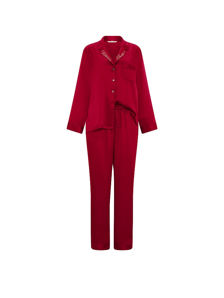 Signature Satin Long Pajama Set - Shine Red Lacquer