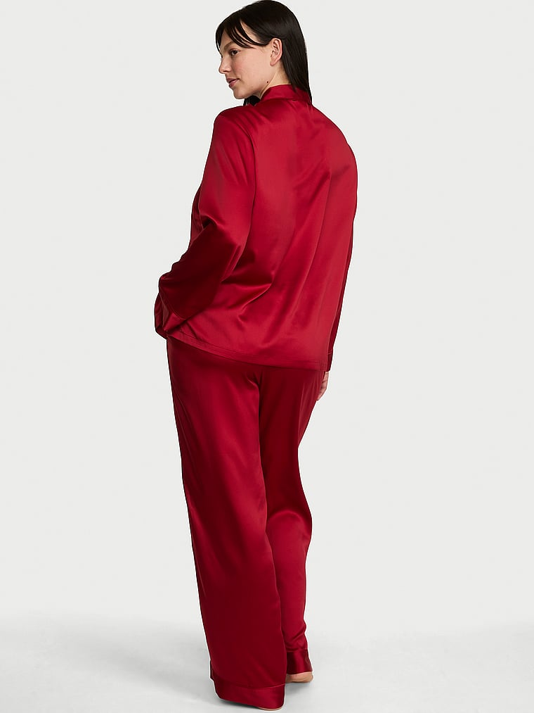Signature Satin Long Pajama Set - Shine Red Lacquer