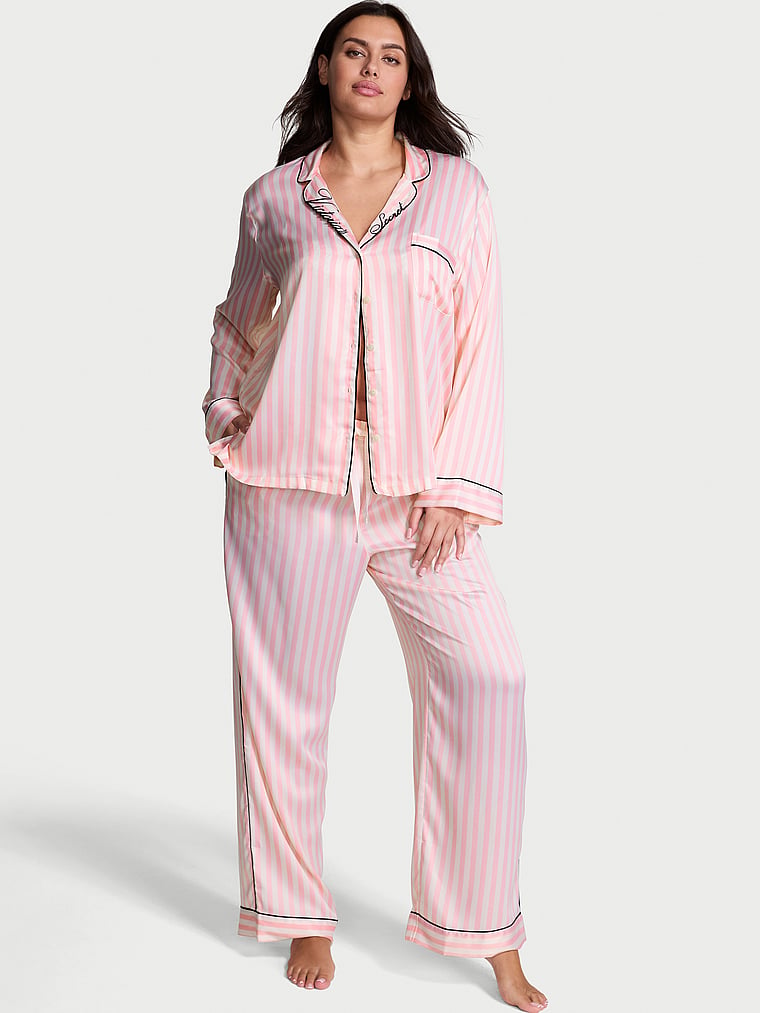 Signature Satin Long Pajama Set - Print