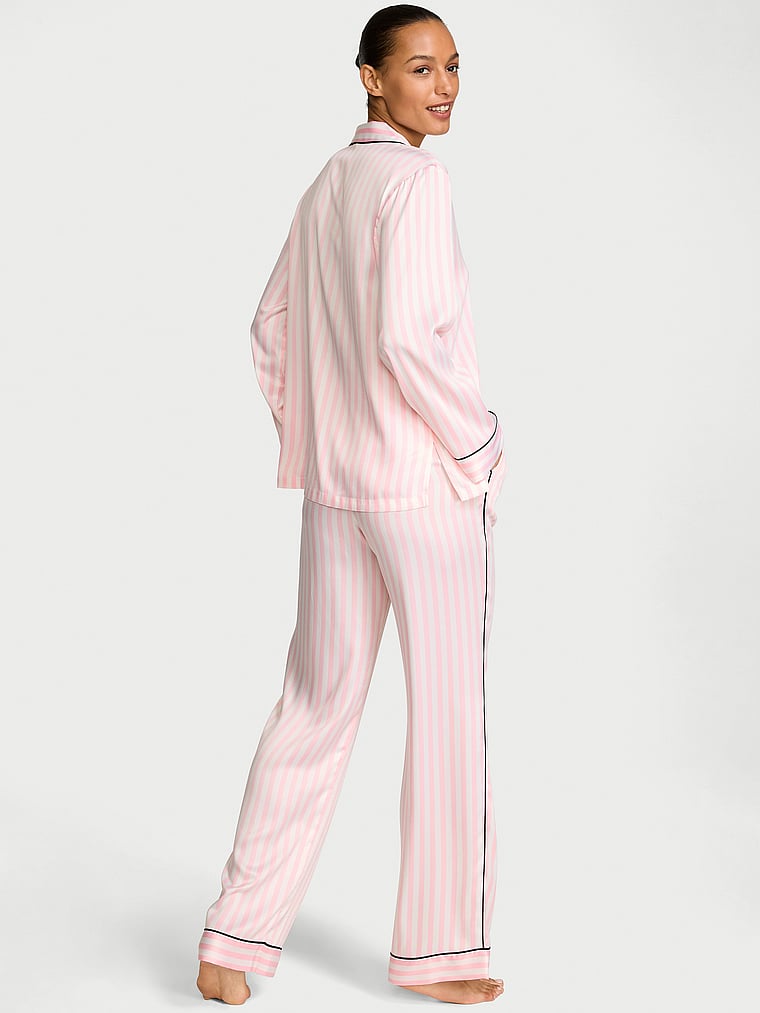 Signature Satin Long Pajama Set - Los Angeles Stripes