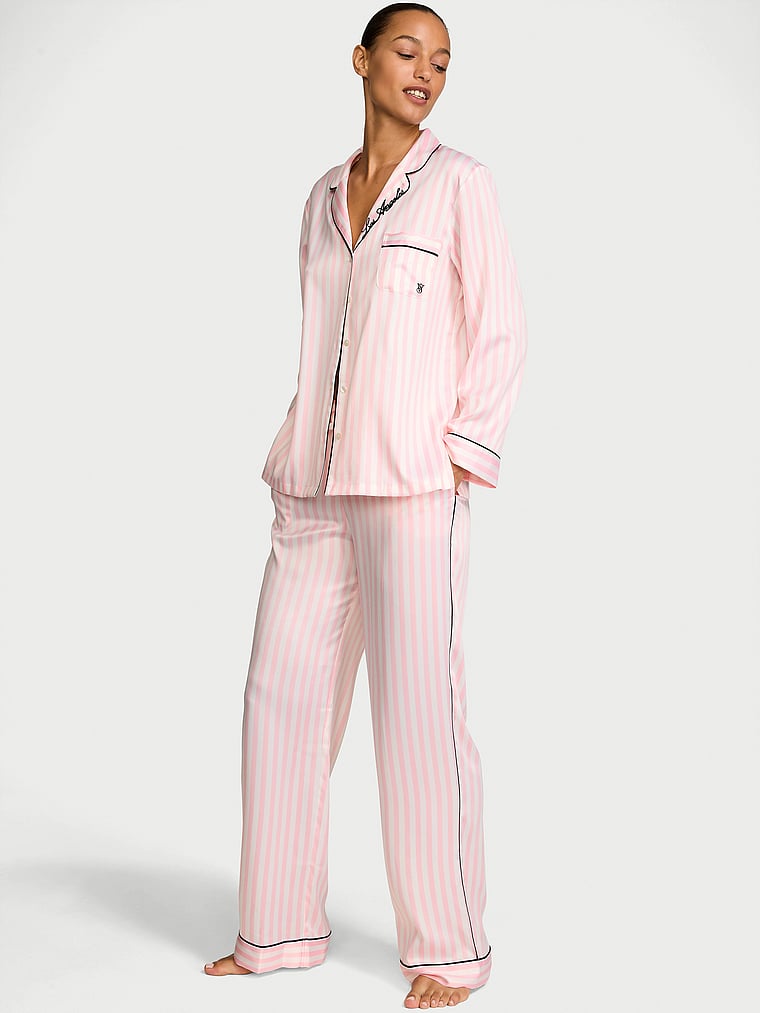 Signature Satin Long Pajama Set - Los Angeles Stripes