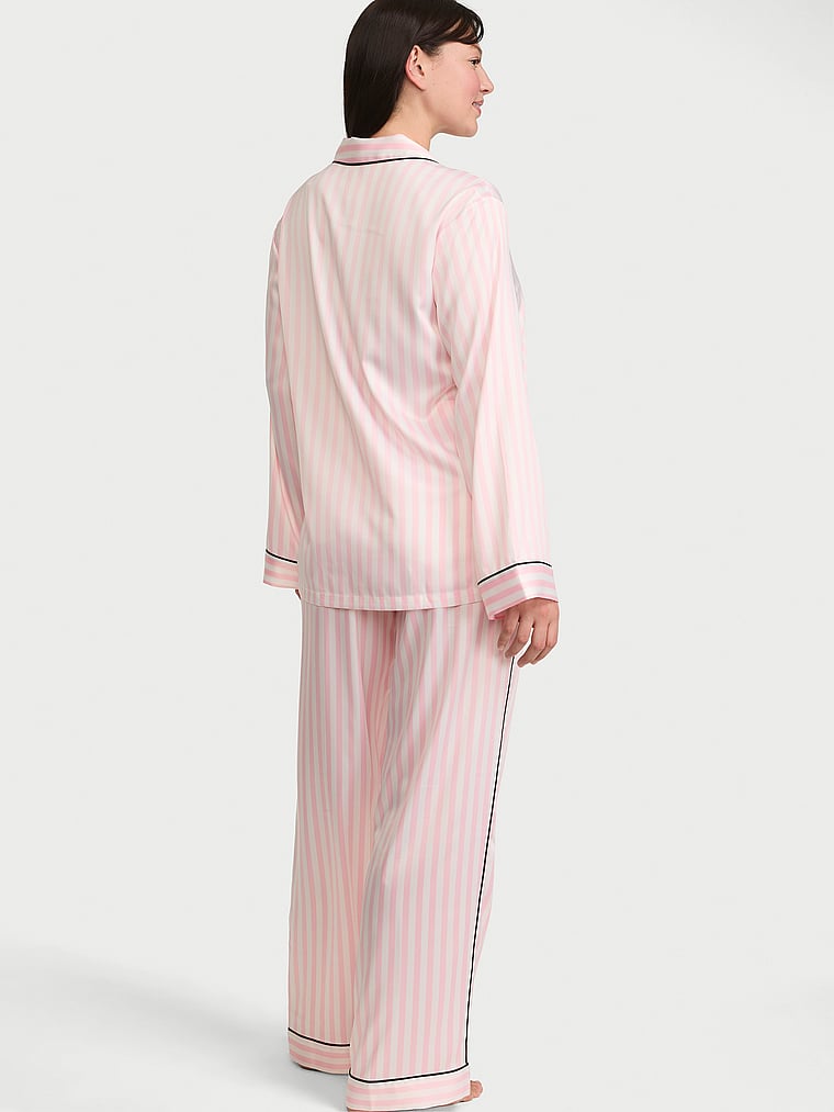 Signature Satin Long Pajama Set - Las Vegas Stripes