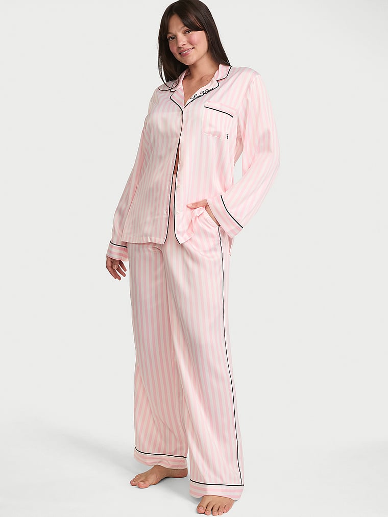 Signature Satin Long Pajama Set - Las Vegas Stripes