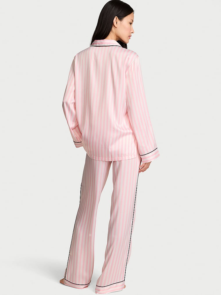 Signature Satin Long Pajama Set - Hawaii Stripes