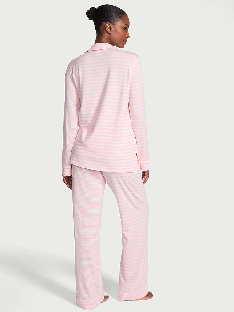 SoSoft™ Modal Long Pajama Set - Pretty Blossom/Coconut White Yd Stripe
