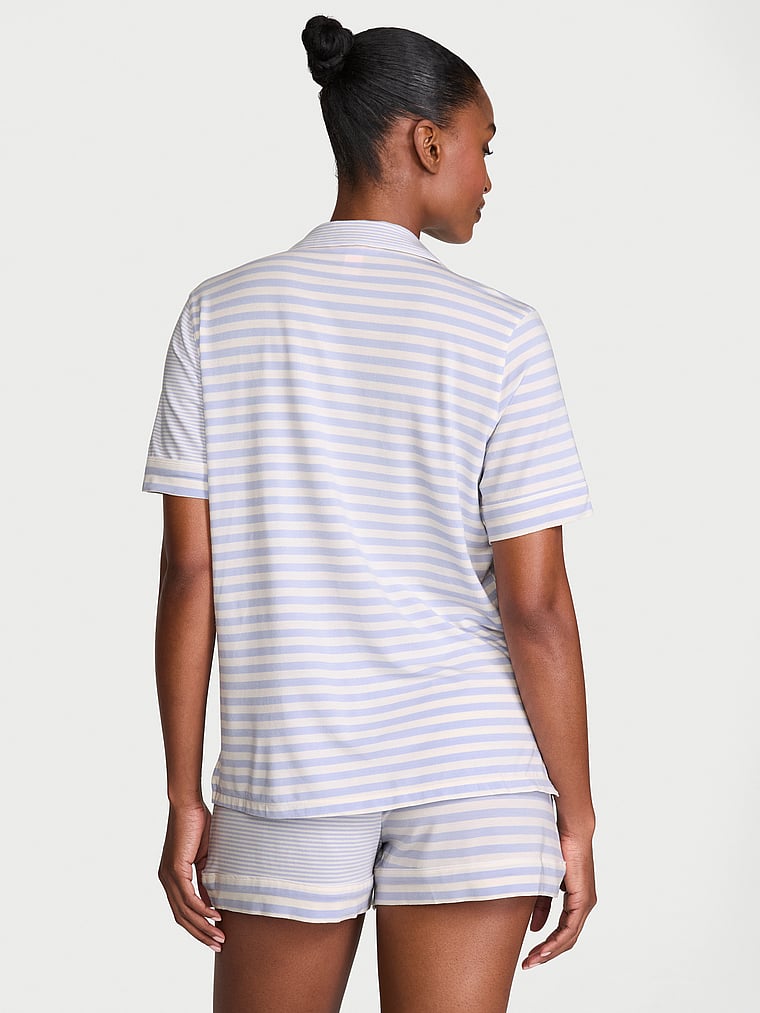 SoSoft™ Modal Short Pajama Set - Coconut White & Blue Stripes