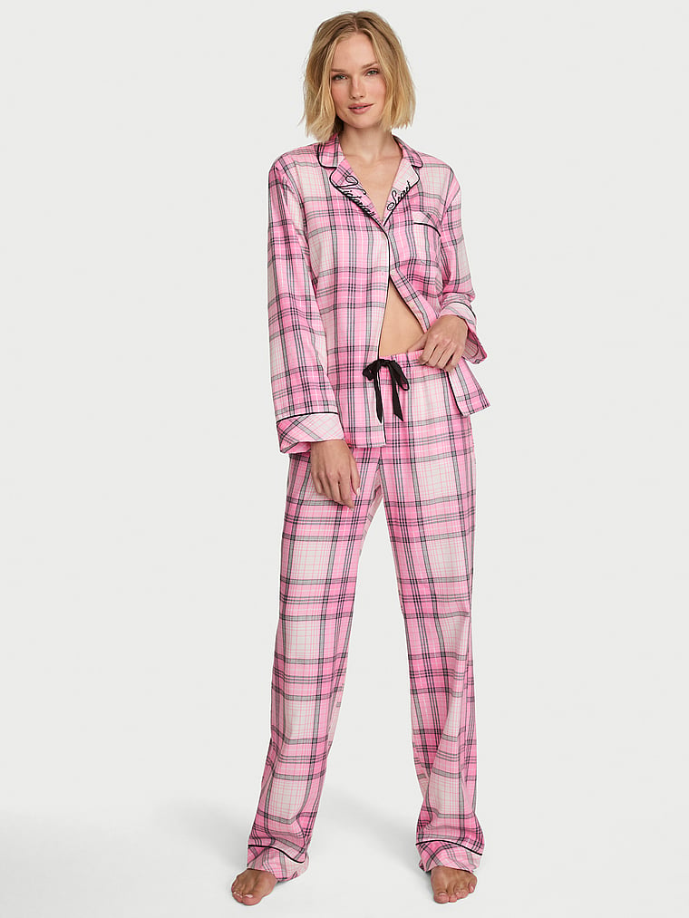 CozyFlannel™ Long Pajama Set - Sexy Little Pink Plaid