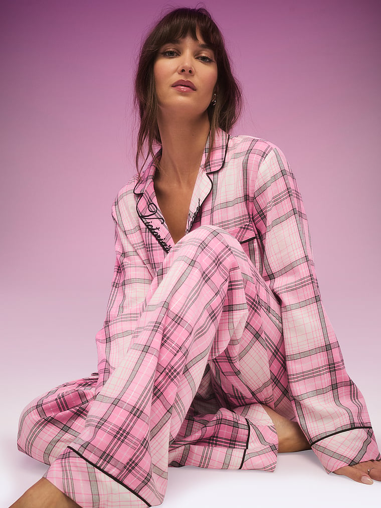 CozyFlannel™ Long Pajama Set - Sexy Little Pink Plaid