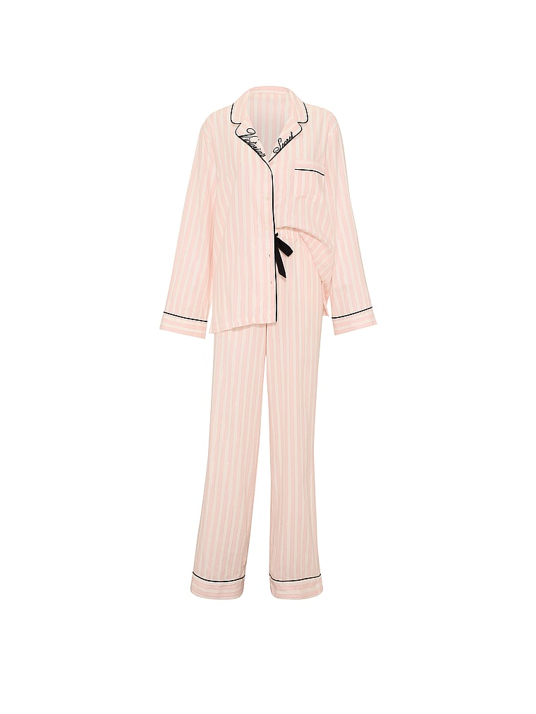 CozyFlannel™ Long Pajama Set - Pink Shimmer Heritage Stripes