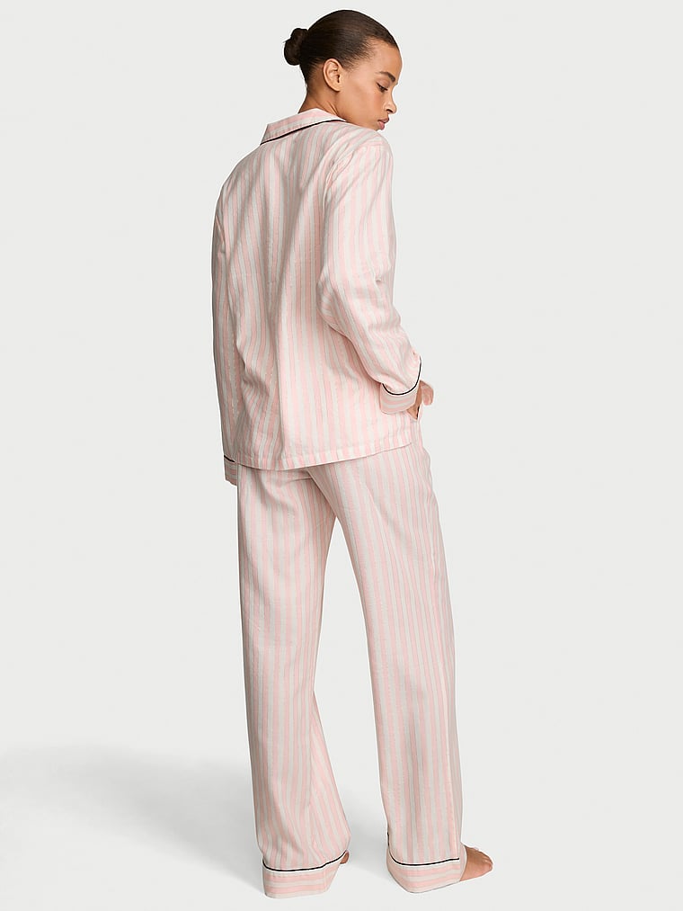 CozyFlannel™ Long Pajama Set - Pink Shimmer Heritage Stripes
