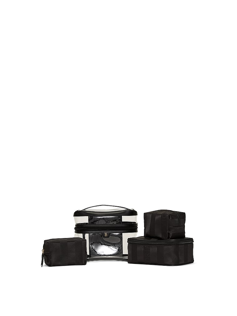 4-Piece Makeup Bag - Black Jacquard