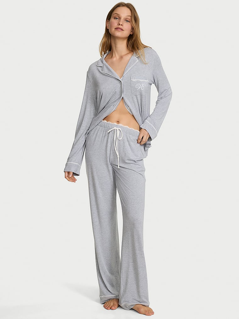 SoSoft™ Modal Long Pajama Set - Medium Heather Grey  