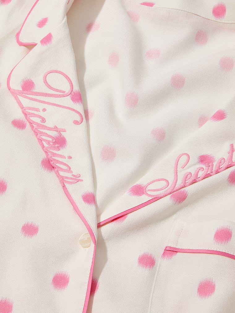 CozyFlannel™ Short Pajama Set - White & Pink Dots