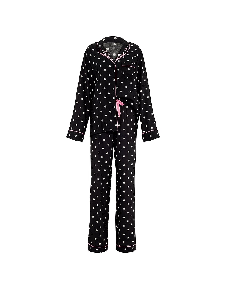 CozyFlannel™ Long Pajama Set - Black & White Dots