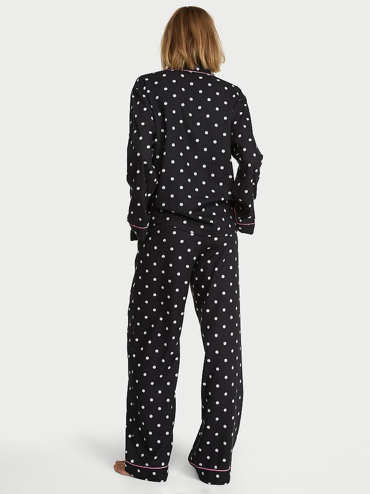 CozyFlannel™ Long Pajama Set - Black & White Dots