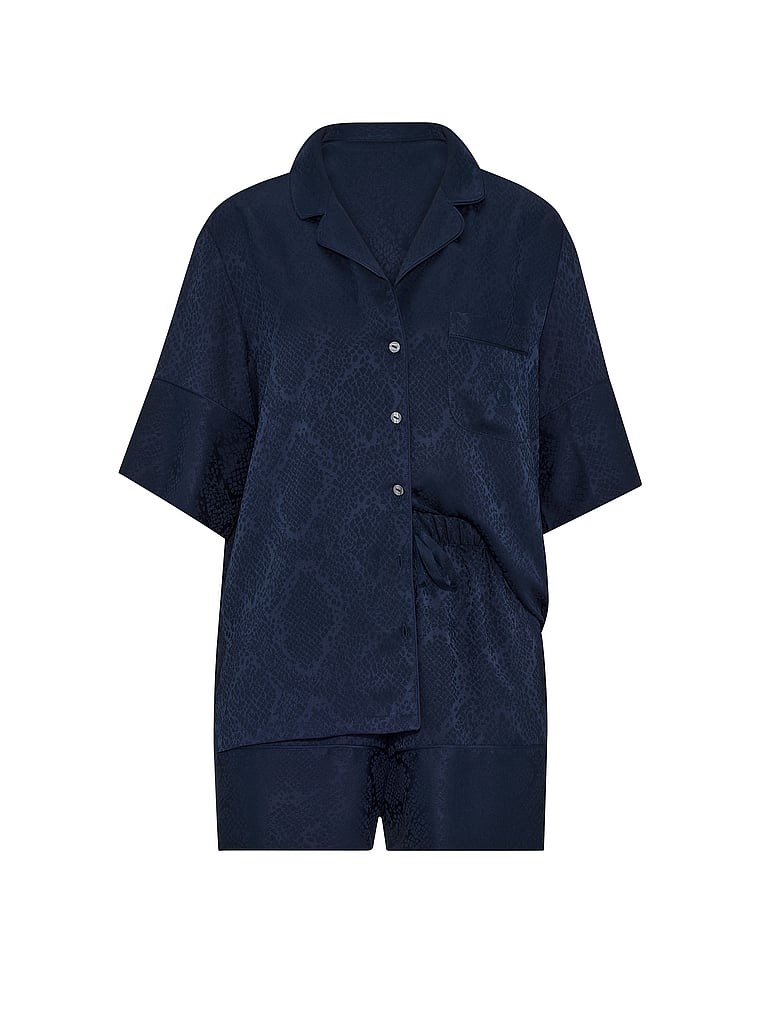 Signature Satin Short Pajama Set - Noir Navy