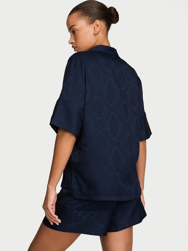 Signature Satin Short Pajama Set - Noir Navy