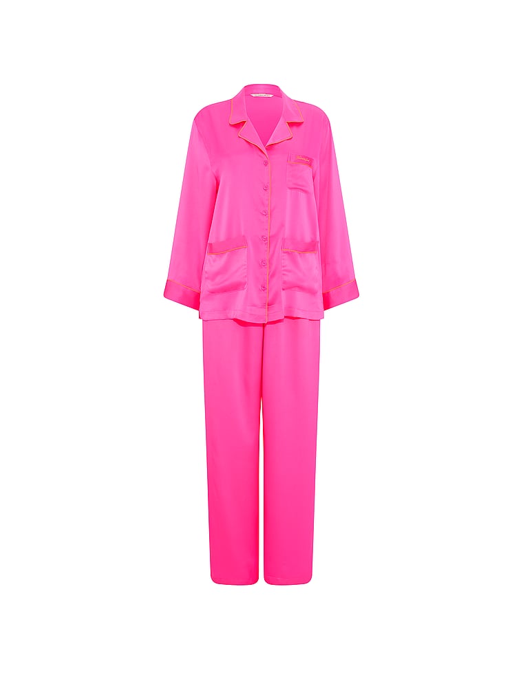 Signature Satin Luxe Long Pajama Set - Pinklicious