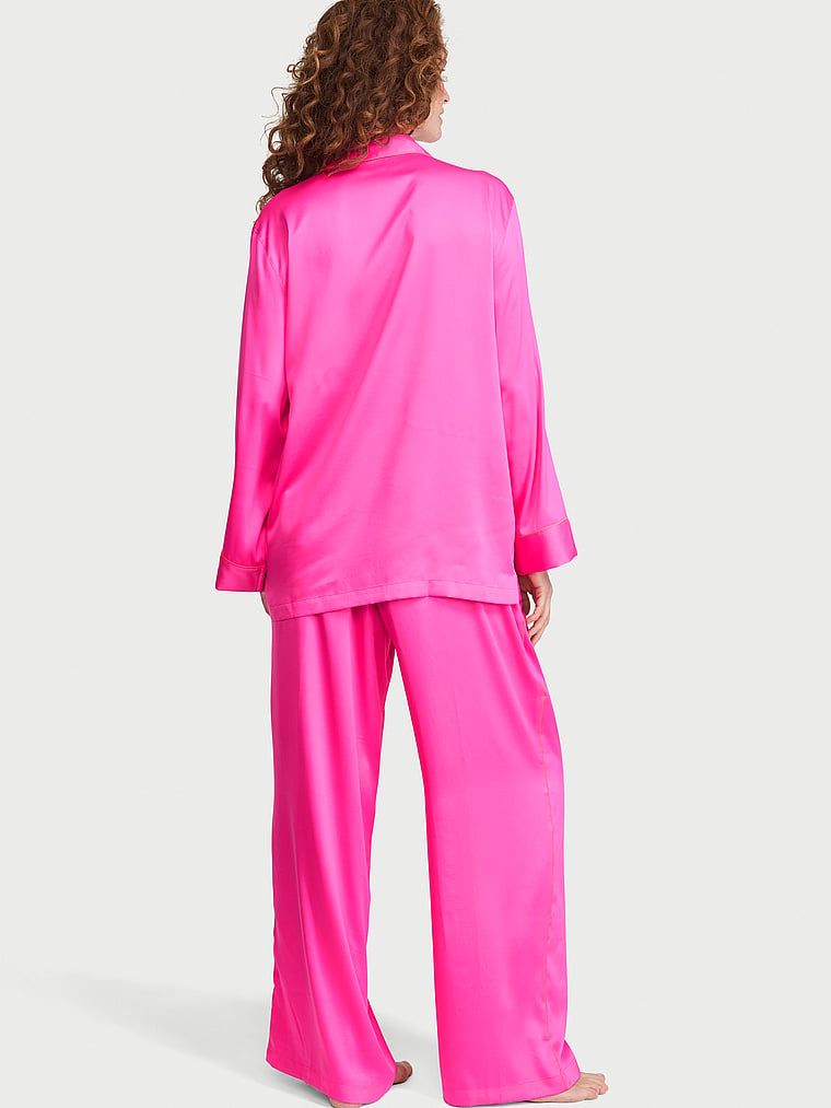 Signature Satin Luxe Long Pajama Set - Pinklicious
